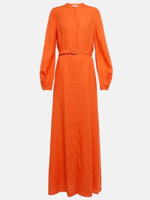 Ľanové dlouhé šaty Gabriela Hearst oranžová