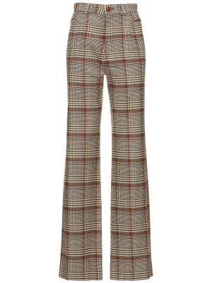 Ravne hlače z visokim pasom s karirastim vzorcem Vivienne Westwood