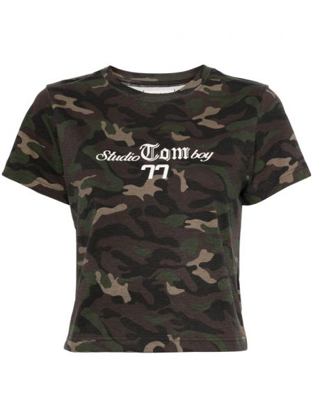 T-shirt aus baumwoll mit print mit camouflage-print Studio Tomboy