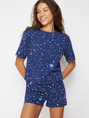 Jersey kootud pidžaama Trendyol sinine