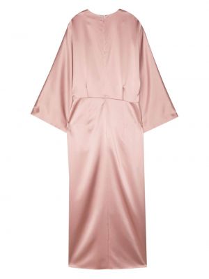Satynowa sukienka koktajlowa z dekoltem w serek Kiton różowa