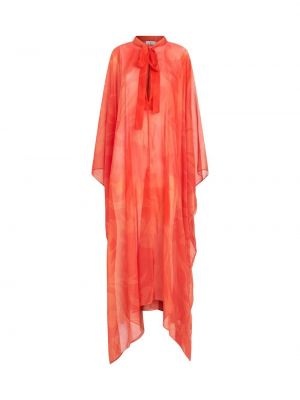 Skaidrus raštuotas gėlėtas suknelė su apykakle Etro oranžinė