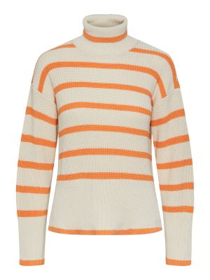 Дълъг пуловер на райета Pieces оранжево