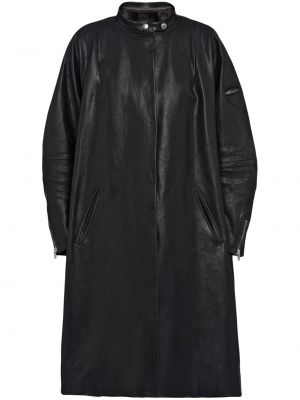 Cappotto di pelle oversize Prada nero
