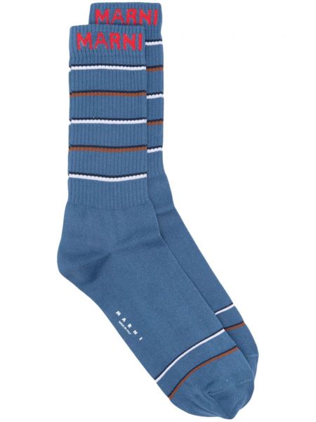 Памучни чорапи бродирани Marni синьо