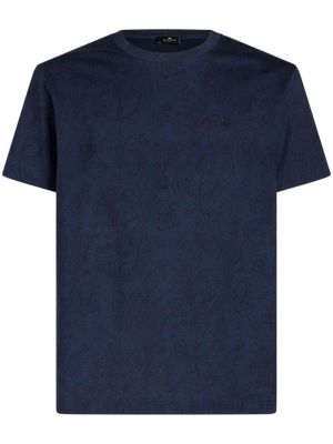 Bombažna majica s potiskom s paisley potiskom Etro modra