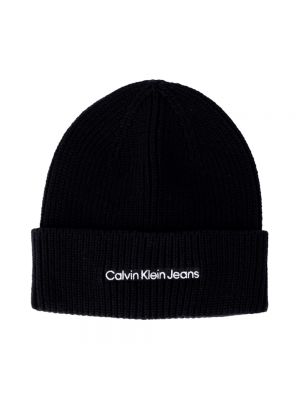 Dzianinowa czapka bawełniana na rzep Calvin Klein Jeans czarna