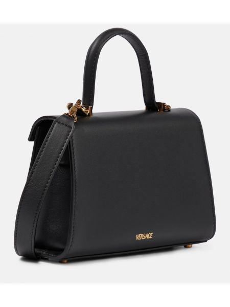 Usnjena nakupovalna torba Versace črna