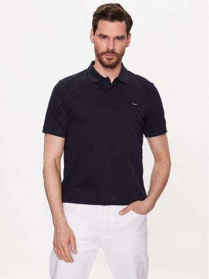 Polo marškinėliai slim fit Calvin Klein mėlyna