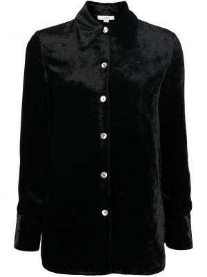 Žametna bluza iz rebrastega žameta Vince črna