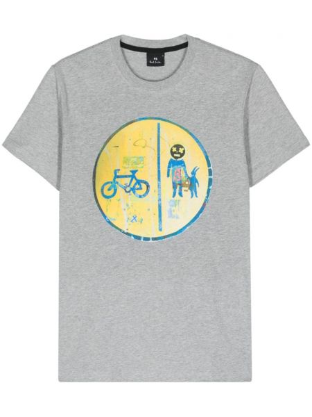 T-krekls ar apdruku ielu stila Ps Paul Smith pelēks