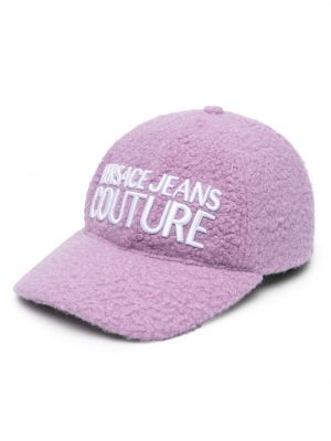 Haftowana czapka z daszkiem Versace Jeans Couture fioletowa