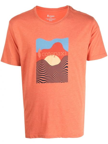 T-shirt di cotone con stampa Cotopaxi arancione