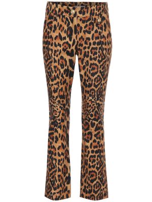 Leopardí vlněné kalhoty s potiskem Paco Rabanne hnědé