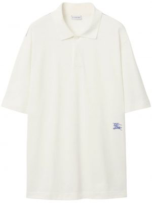 Kokvilnas polo krekls ar izšuvumiem Burberry balts