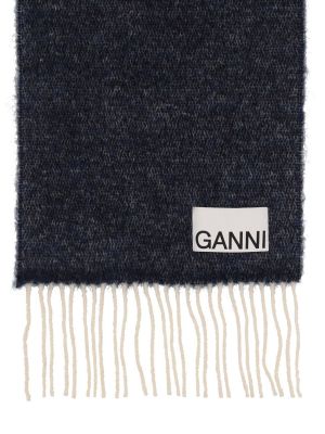 Echarpe en laine à rayures Ganni kaki