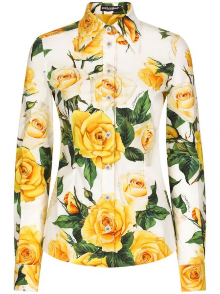 Kvetinová košeľa s potlačou Dolce & Gabbana biela