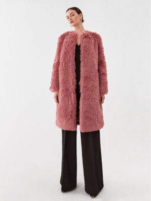 Palton de blană Twinset roz