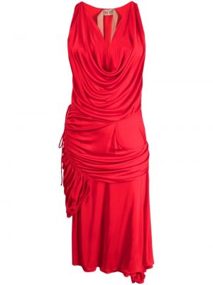 Asymetrické viskózové koktejlové šaty bez rukávů Nº21 - červená