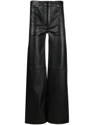 Δερμάτινο παντελόνι με κορδόνια σε φαρδιά γραμμή Ludovic De Saint Sernin μαύρο