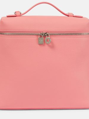 Kožený batoh s kapsami Loro Piana růžový