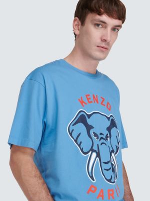 Koszulka bawełniana z dżerseju Kenzo niebieska