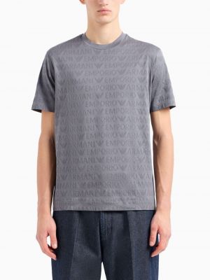 Žakárové bavlněné tričko Emporio Armani šedé