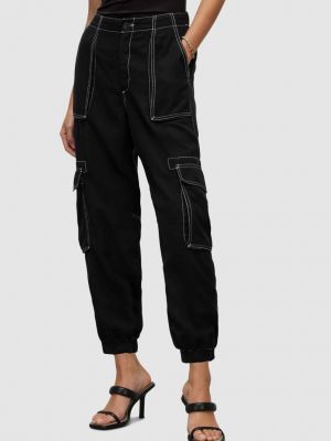 AllSaints pantaloni de bumbac a , medium waist - Negru