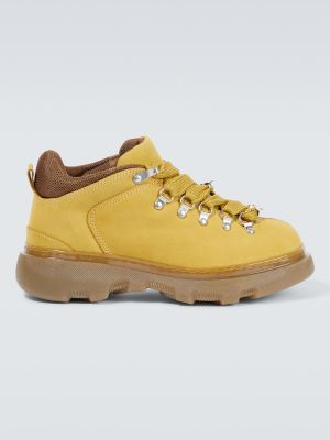 Bottes de randonnée en cuir Burberry jaune