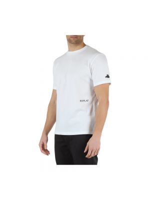 Camiseta de algodón Replay blanco