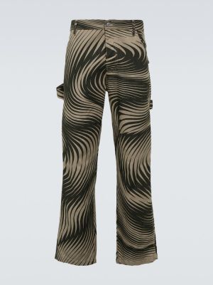 Pantalones de lino de algodón bootcut Dries Van Noten