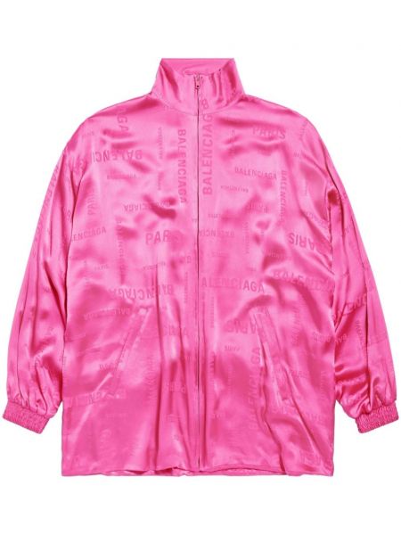 Žakárová hedvábná bunda Balenciaga růžová