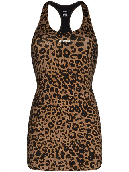 Mini vestido con estampado leopardo Vetements negro