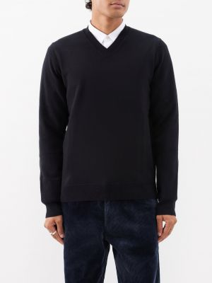 Шерстяной свитер с v-образным вырезом Comme Des Garçons черный