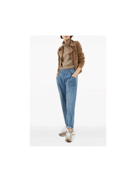 Jeansy relaxed fit Brunello Cucinelli niebieskie