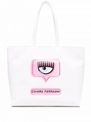 Bolsa de hombro con estampado Chiara Ferragni blanco