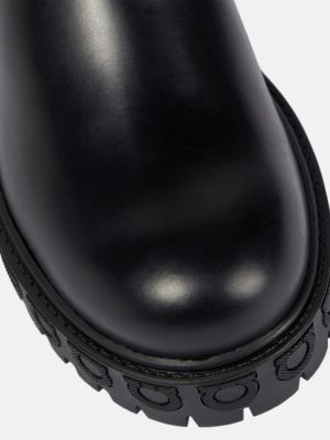 Ankle boots skórzane Ferragamo czarne
