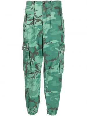 Pantaloni cargo cu imagine cu model camuflaj Pinko verde
