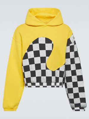 Hoodie di cotone in jersey Erl giallo