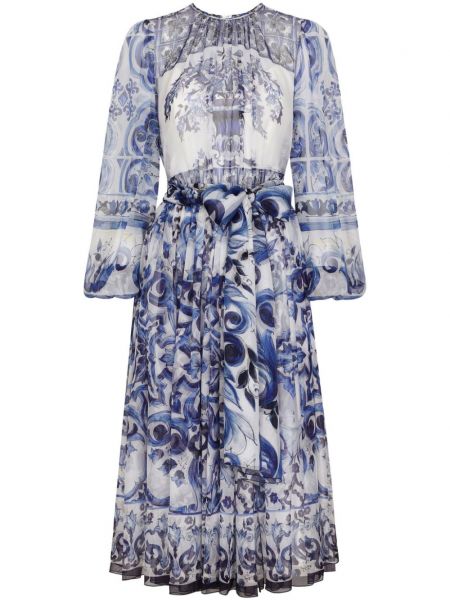 Svilena midi haljina s printom Dolce & Gabbana