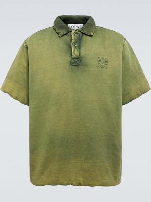 Polo en coton matelassé en jersey Loewe vert