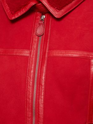 Kožená bunda na zip Saks Potts červená