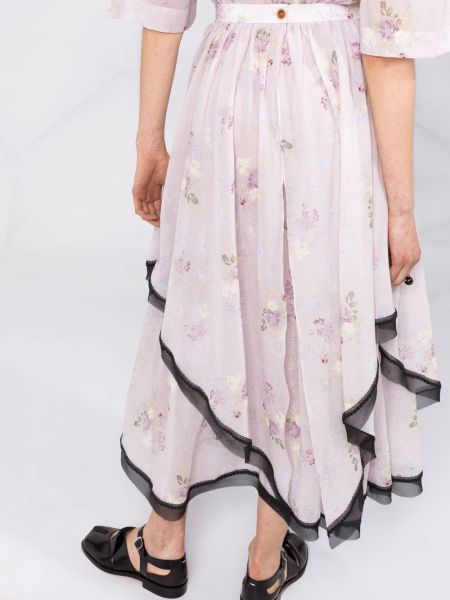 Sukienka długa w kwiatki z nadrukiem Ulyana Sergeenko różowa