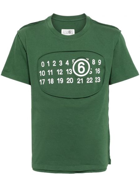 Bavlněné tričko s potiskem Mm6 Maison Margiela zelené