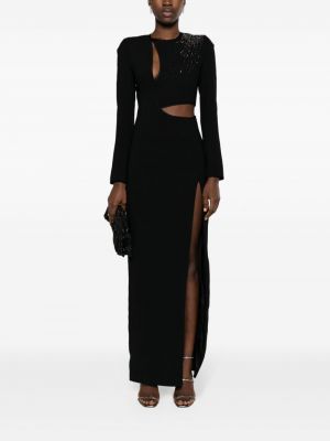 Křišťálové asymetrické večerní šaty Amen černé