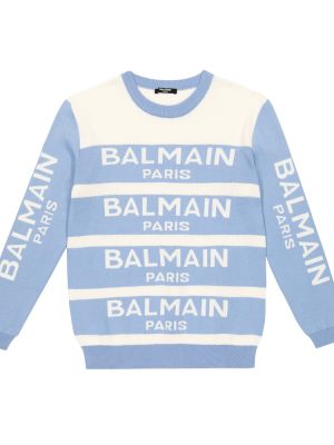 Bomull kashmir strikkegenser for jenter Balmain Kids blå