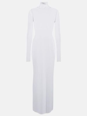 Przezroczysta sukienka długa z dżerseju Alaã¯a biała