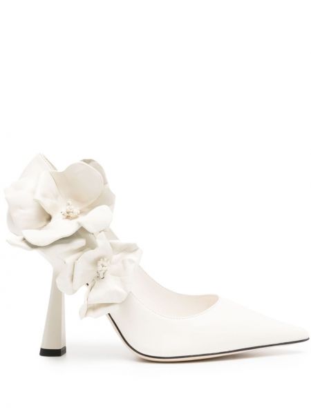 Pantofi cu toc cu model floral Jimmy Choo alb