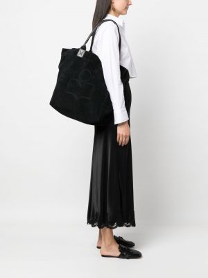 Zamšādas shopper soma ar izšuvumiem Isabel Marant melns