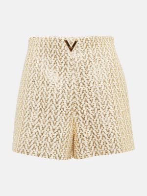Shorts en coton en jacquard Valentino beige